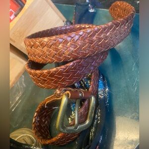 TALBOTS DEEP LEATHER BRASS MAHAGONY SMALL Belt LUX COUNTRY WESTERN AURA